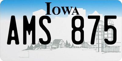 IA license plate AMS875