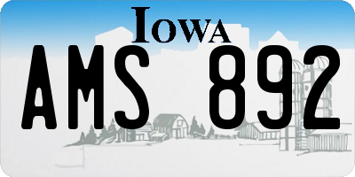 IA license plate AMS892