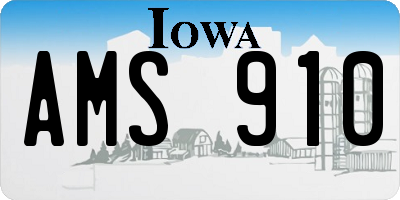 IA license plate AMS910
