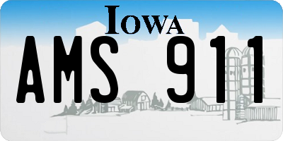 IA license plate AMS911