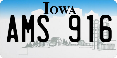 IA license plate AMS916