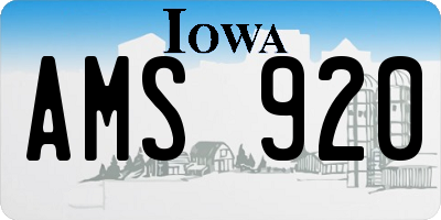 IA license plate AMS920