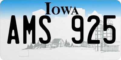 IA license plate AMS925