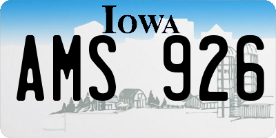 IA license plate AMS926