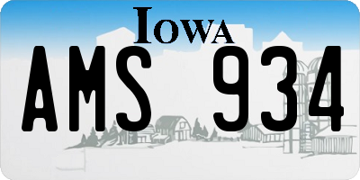 IA license plate AMS934
