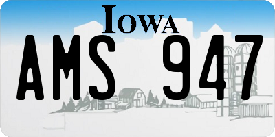 IA license plate AMS947