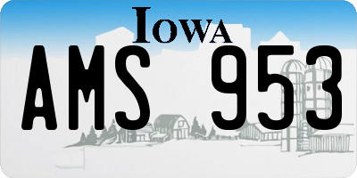 IA license plate AMS953
