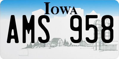 IA license plate AMS958
