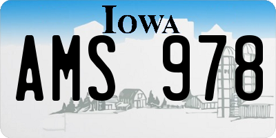 IA license plate AMS978