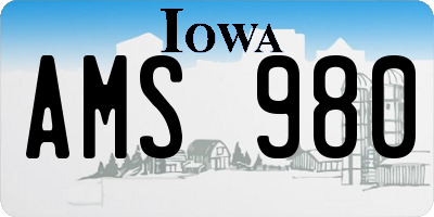 IA license plate AMS980