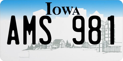 IA license plate AMS981