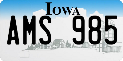 IA license plate AMS985