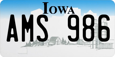 IA license plate AMS986