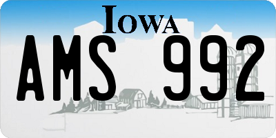 IA license plate AMS992