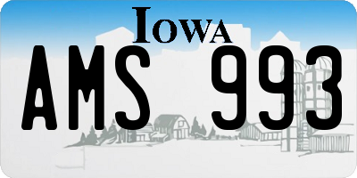 IA license plate AMS993