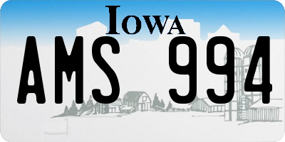 IA license plate AMS994