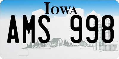 IA license plate AMS998