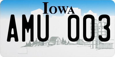 IA license plate AMU003