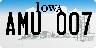 IA license plate AMU007