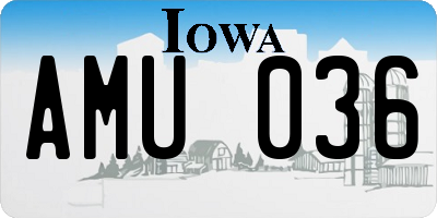 IA license plate AMU036