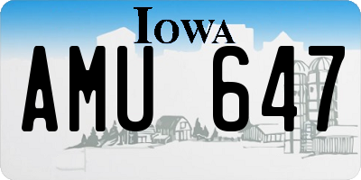 IA license plate AMU647