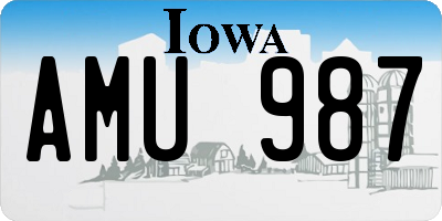 IA license plate AMU987