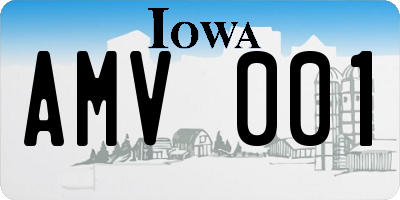 IA license plate AMV001