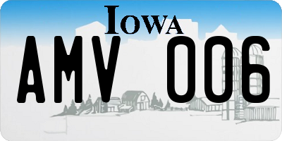 IA license plate AMV006