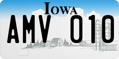 IA license plate AMV010
