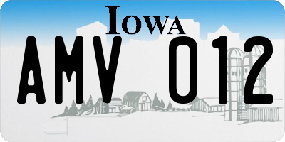 IA license plate AMV012