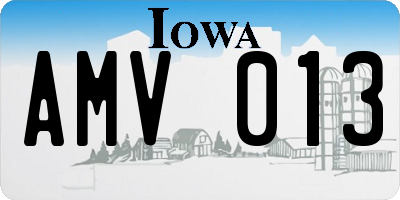 IA license plate AMV013