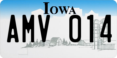 IA license plate AMV014