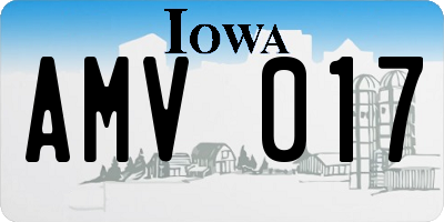 IA license plate AMV017