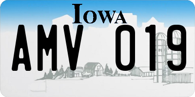 IA license plate AMV019