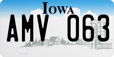 IA license plate AMV063