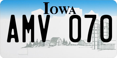 IA license plate AMV070