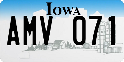 IA license plate AMV071