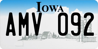 IA license plate AMV092