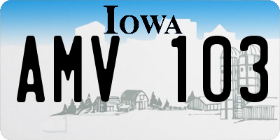IA license plate AMV103