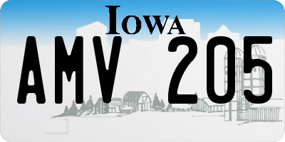 IA license plate AMV205