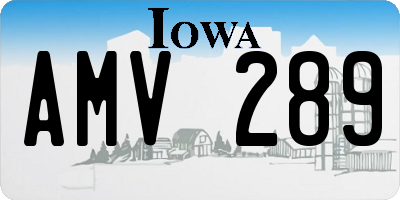 IA license plate AMV289