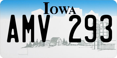 IA license plate AMV293