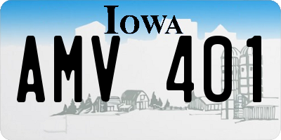 IA license plate AMV401