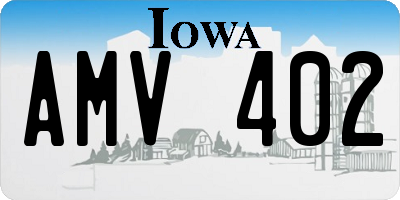 IA license plate AMV402