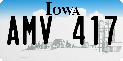 IA license plate AMV417