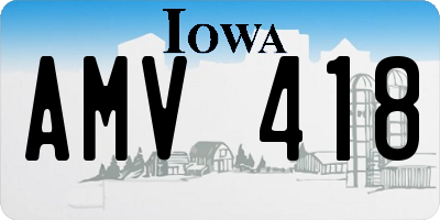 IA license plate AMV418