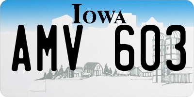 IA license plate AMV603