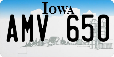 IA license plate AMV650