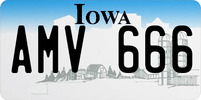 IA license plate AMV666