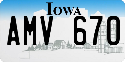 IA license plate AMV670